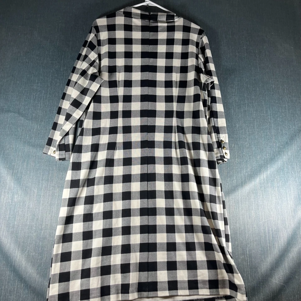 Vestido para mujer Talbots L blanco y negro con cremallera trasera tejido a cuadros ropa de trabajo algodón MB Foto 2 de 4