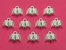 Tibetan Silver Book Charms - 10 per pack - School