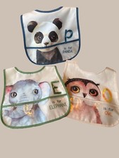 Neat Solutions Bib Set Of 3 Alphabet E-elephant, O-owl,P-panda