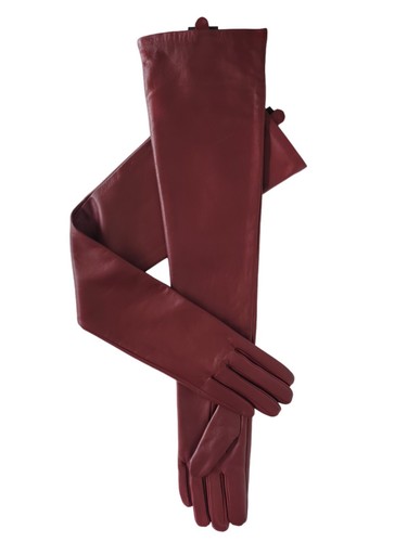 Touch Screen Real Sheep Leather Gloves Long style Black Burgundy Green Color - Picture 8 of 14