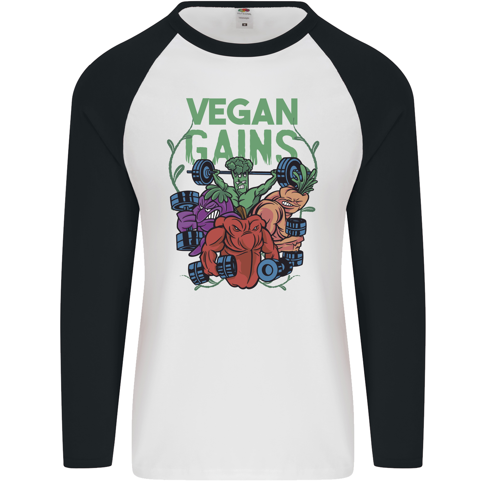 Vegan Gym Bodybuilding Vegetarian Mens L/S Baseball T-Shirt