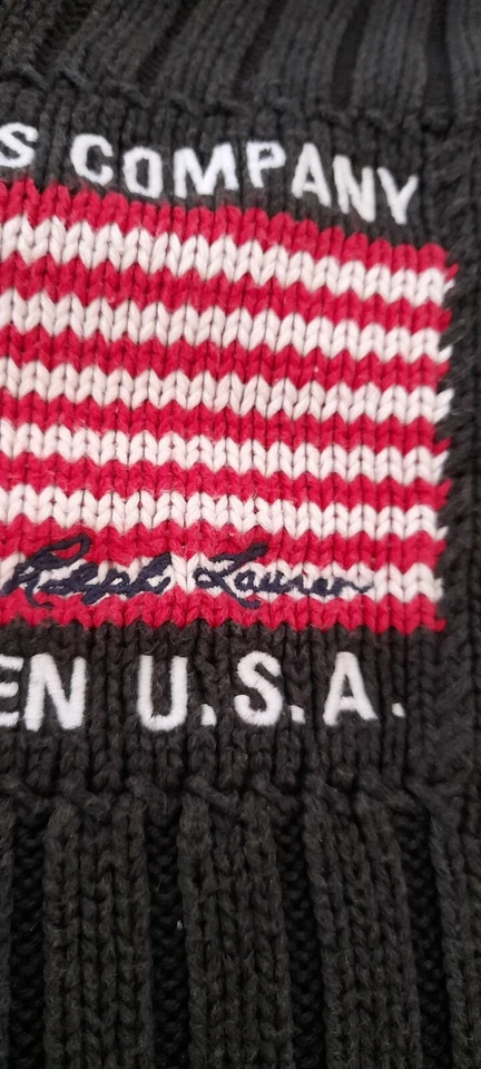 Suéter Polo Jeans Ralph Lauren Bandera EE. UU. Compañía N 1529 NIF 3288096 Raro Firmado Foto 4 de 4