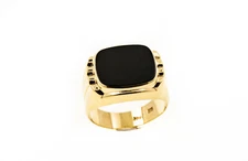 Signet Ring Men Onyx 333 Yellow Gold 8 Carat Size 61 5.2 Grams