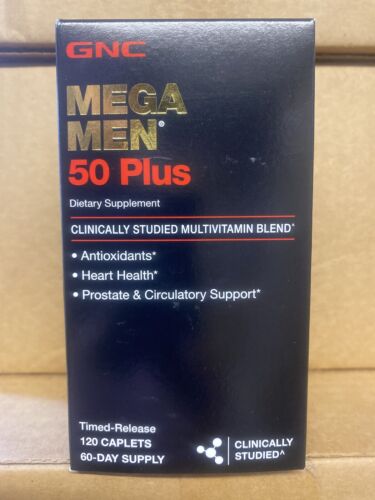 GNC Mega Men 50 Plus 120 Cap Antioxidants Heart Health Prostate  Free Ship FRESH - Picture 1 of 3