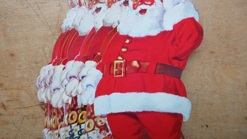 Vintage, gestanzt, DISPLAY Weihnachtsmann, Werbekarte BANKER BUNDESERSPARNISSE - Bild 3 von 14