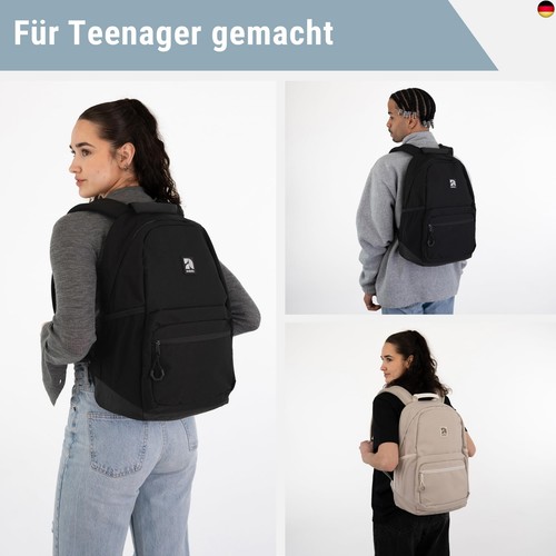 AUDETIC Schulrucksack Mädchen und Jungen Teenager Schwarz - Flex - Rucksack - Bild 3 von 8