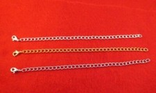 7 INCH GOLD, WHITE GOLD, SILVER PLATED 4.8MM CHAIN EXTENDER W/ LOBSTER CLAW SET