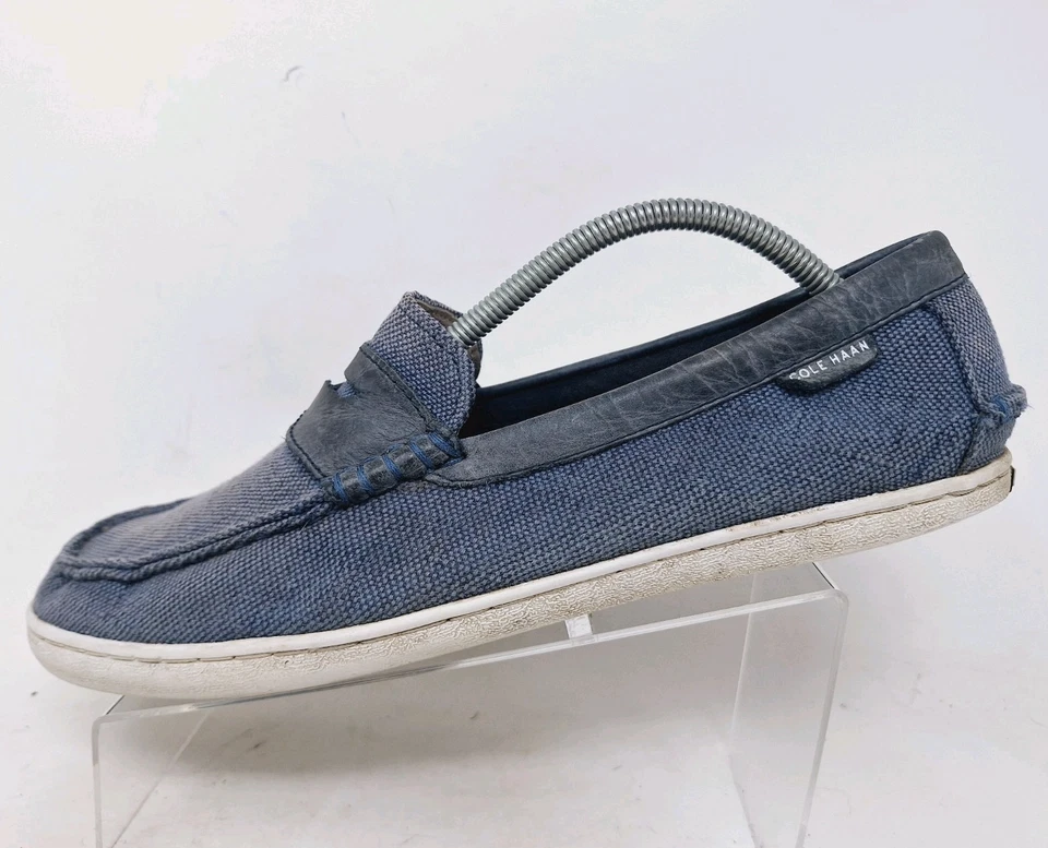 Cole Haan Hombres Grand OS Pellizco Talla 10.5 M Azul Lona Informal Penny Mocasines Zapatos Foto 2 de 4