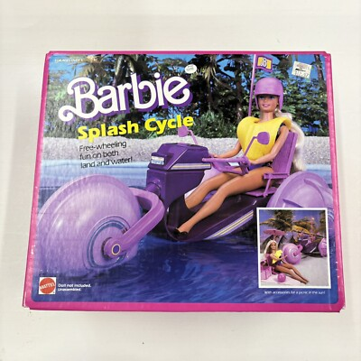 #ad Mattel USA Italy BARBIE SPLASH CYCLE BIKE VEHICLE 12quot; Doll Acc. Set MISB`85 RARE $114.99