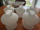 Vintage White Milk Glass Hobnail Chandelier Lamp Shades - Set of 5 Matching