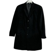 Chaps Coat Mens 42R Black Wool Blend Single Breasted Overcoat Long Dress
