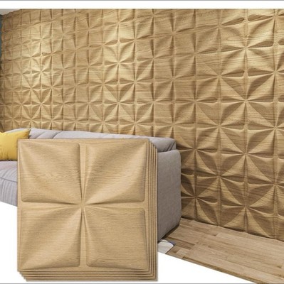 Art3d 3D PVC Wood Brown Wall Panels, Flower Design, Covers 32 Sqft