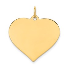 14k Yellow Gold Heart Pendant Charm for Women Engravable Polished Love Jewelry