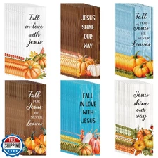 TICIAGA Fall Pumpkin Bible Bookmarks - 120Pcs Fall for Jesus He N