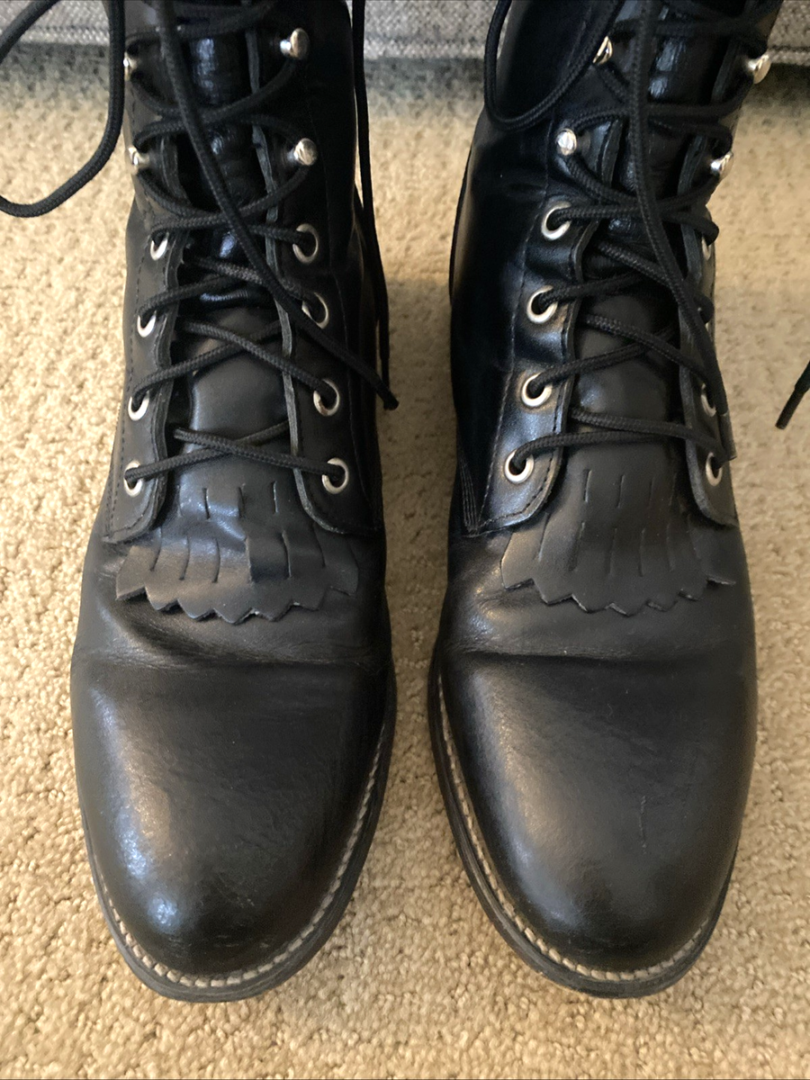 Justin Boots 506 Vtg PACKER Kiltie Leather Western Paddock Mens Sz