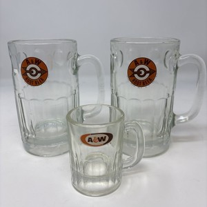 Vintage A&W Root Beer Glass Mugs all three