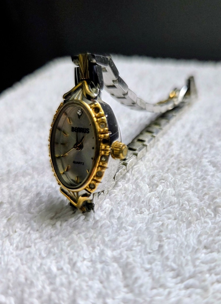 Vintage Benrus Ladies Cocktail Watch Two Tone Link Band  display picture 2