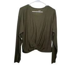 Old Navy T-Shirt Women's Large Cloud 94 Soft Active Long Sleeve Green Knot