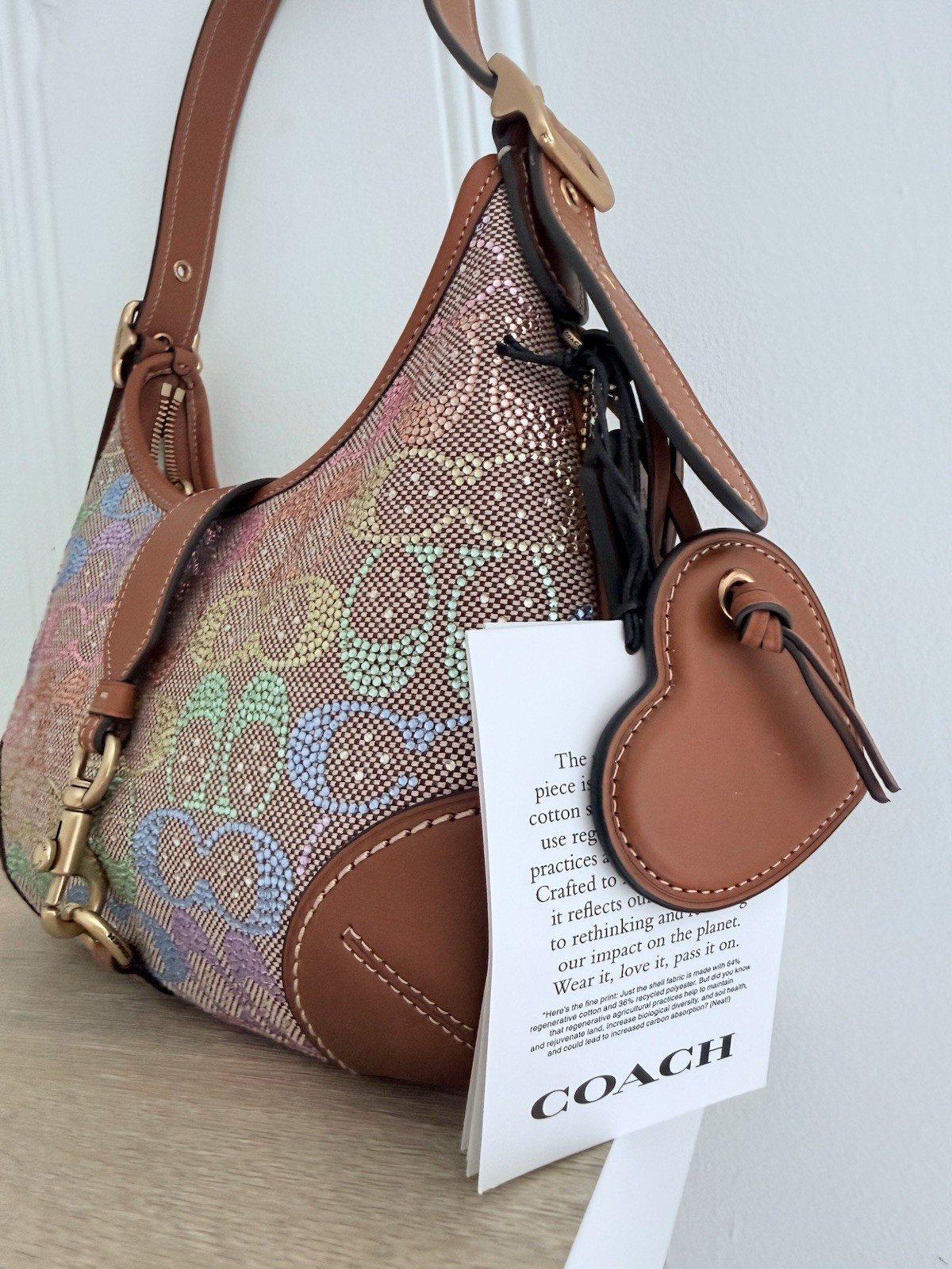 Coach LIMITED EDITION Rainbow Crystal Hamptons Hobo Bag 🌸🌈✨🌈🌸✨ NWT image 3