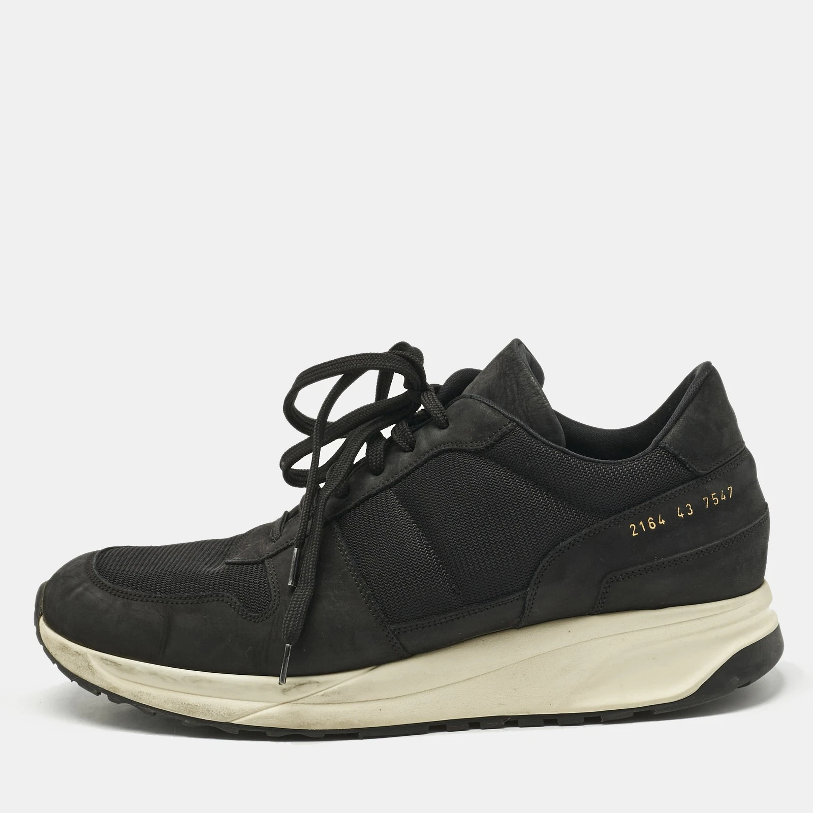 Sneakers classiche stringate Common Projects nere in pelle nabuk e camoscio pista