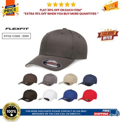 Flexfit 5001 Premium Unisex Original Fitted Hat 6 Panel Baseball Blank Cap