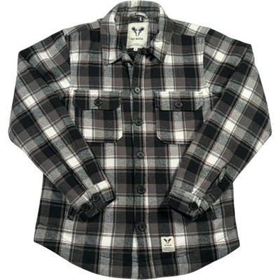 Fat Moose Check Shacket Herren Small Overshirt schwarz grau gesteppt Knopfleiste