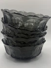 VTG Anchor Hocking Fairfield Smoke Gray Scalloped Edge Bowls  Set Of 4