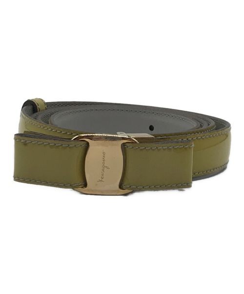 Vala Ribbon Patent Leather Belt with Gold Buckle  