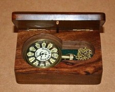 Elgin Vintage Antique Engraved Brass Pocket Watch w/ Chain  Box   Gift