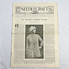 Needlecraft Magazine Dec 1915 Embroidery Crochet Sewing Patterns Ads Antique