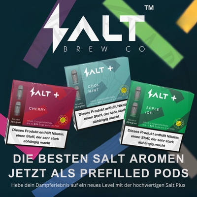 SALT PLUS E-Zigarette E-Shisha I Liquid Pods 2x 2ml mit 20mg Nikotin I 800 Züge