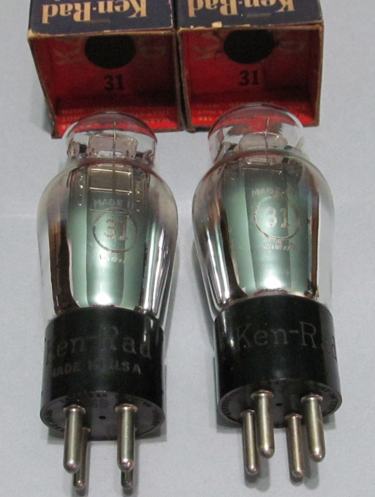 PAIR KEN-RAD TYPE 31 POWER TRIODES - NOS/NIB - TESTED - MATCHING B9R DATE CODES
