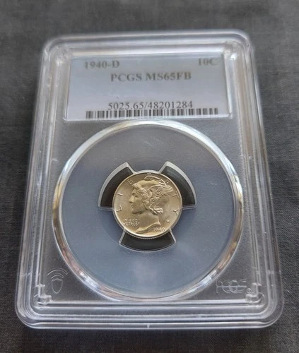 1940-D Mercury Dime~ PCGS Graded MS65 FB ~Silver~ Free Shipping