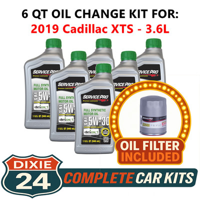 Fits: 2019 Cadillac XTS 3.6L 6,000 Mile Synthetic Oil & Filter Kit (5W-30)