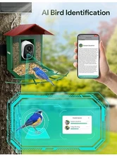 Osoeri Bird Feeder with Camera Solar-Powered, Smart AI Identify Auto Capture 