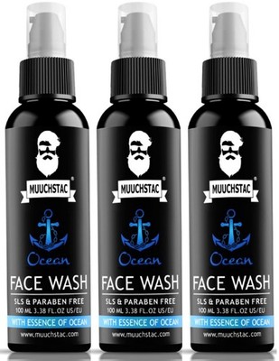 Muuchstac Face Wash Men Acne Oil Control Brightening Pack of 3x100ml