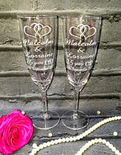 Personalised Champagne Glasses Set of 2 Personalised Wedding Anniversary Gift