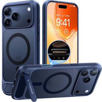 TORRAS Strong Magnetic & Seamless Stand for iPhone 17 Pro Max Case Blue