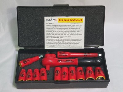 Wiha Tools 1000 Volt Insulated 13 Piece Inch Socket Set Ratchet 1/4'' Drive