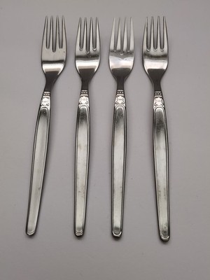 UNITY Four (4)  7  Salad Forks Stainless      (K33)