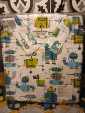 New Old Stock GARNET HILL kids Flannel Pj Robots Top Size 12