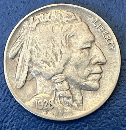 1928 Buffalo Nickel Nice Original AU SHARP HORN!
