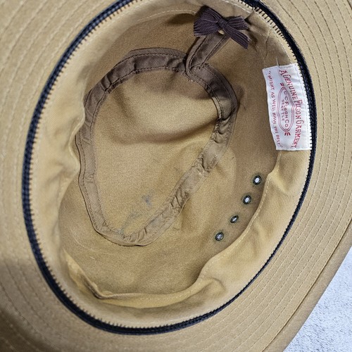 FILSON Hat Tin Cloth Packer XL~ 7 3/8 Tan Canvas Made in USA Distressed Sun Cap! - Picture 9 of 24