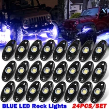 24x Blue LED Rock Lights Underbody Glow Lamp for Jeep Offroad SUV Pickup Truck