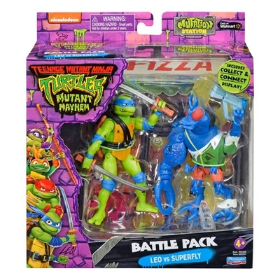 Leo VS Superfly Battle Pack Turtles TMNT Mutant Mayhem 11cm Figur Playmates