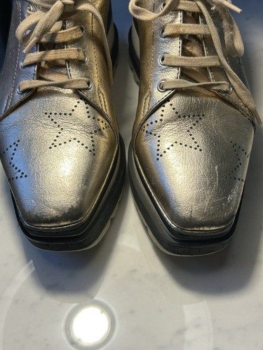 Stella McCartney Gold Elyse Stars Platform Sz 6 EU 36 Made Italy Shoes Sneakers - Picture 6 of 8