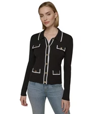 KARL LAGERFELD PARIS Women's Top Sweater Sz XS Contrast-Trim