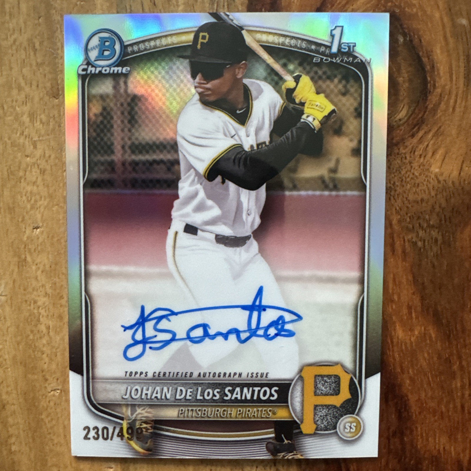Johan De Los Santos 2025 Bowman Chrome 1st Refractor Rookie Auto RC /499 Pirates