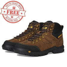 Men's Caterpillar Threshold Waterproof Soft Toe Work Boots Brown, EE-Wide Width