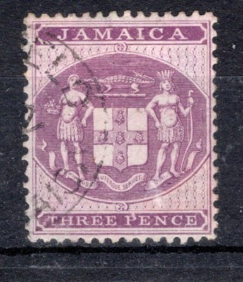 Jamaica 1855 sg F5b 3d purple / lilac paper postal fiscal FU cat £75